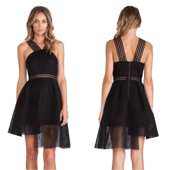 Self-Portrait Tiered Asymmetrical Lace Mini Dress Hem Dress Black Revolve Mesh 4 - Picture 1 of 15